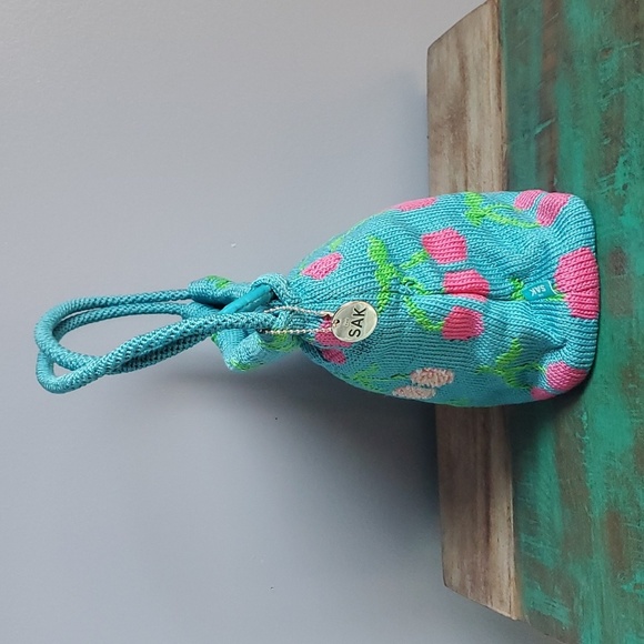 The Sak Teal and Pink Cherry Crochet Handbag Purse w/ Sequin Detail ~Y2K~ - Picture 3 of 14